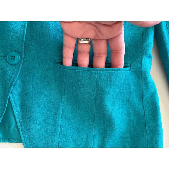 Pendleton Blazer Jacket Women's 8 Teal Blue Made in USA Country Sophisticates - Picture 8 of 11